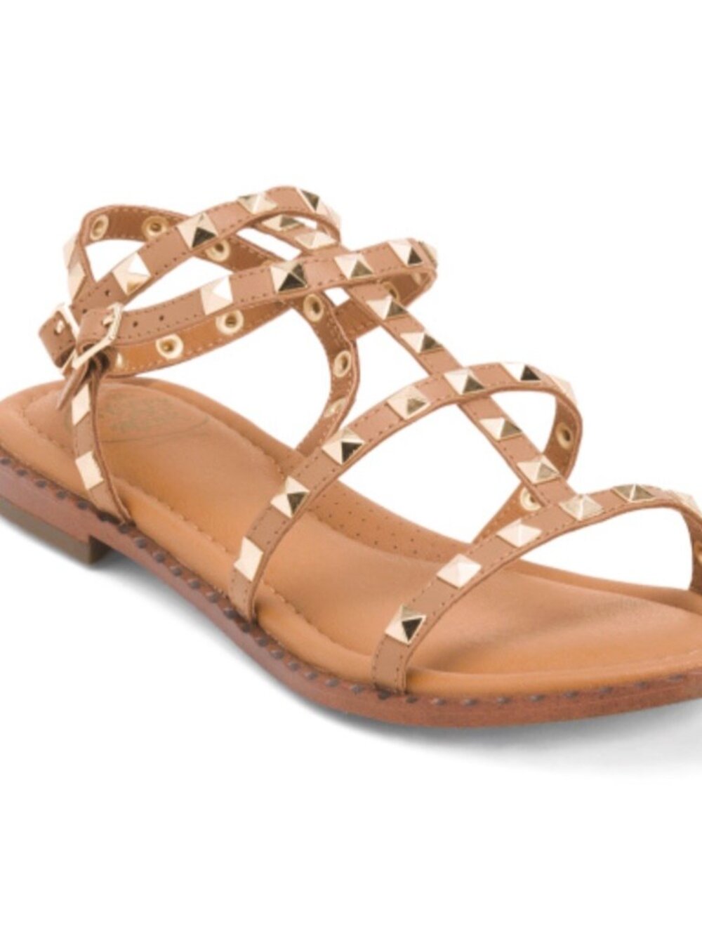 HAPPYMONK Made In Spain Leather Strap Studded Flat Sandals